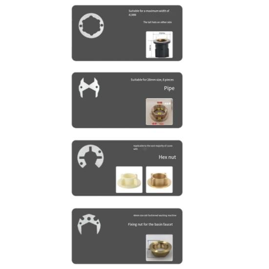 Badschlüssel Mehrgrößen Alles-in-Einem Spülen-Schlüsselset mit 360-Grad-Drehung Enge Räume Langlebiges Sanitärwerkzeug Badbeschlagwerkzeug