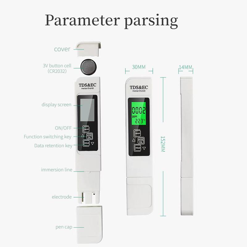 Three In One TDS Pen EC Conductivity Detector Household Water Quality Testing Pen Household Nuclear Pollution Water Quality Testing Pen