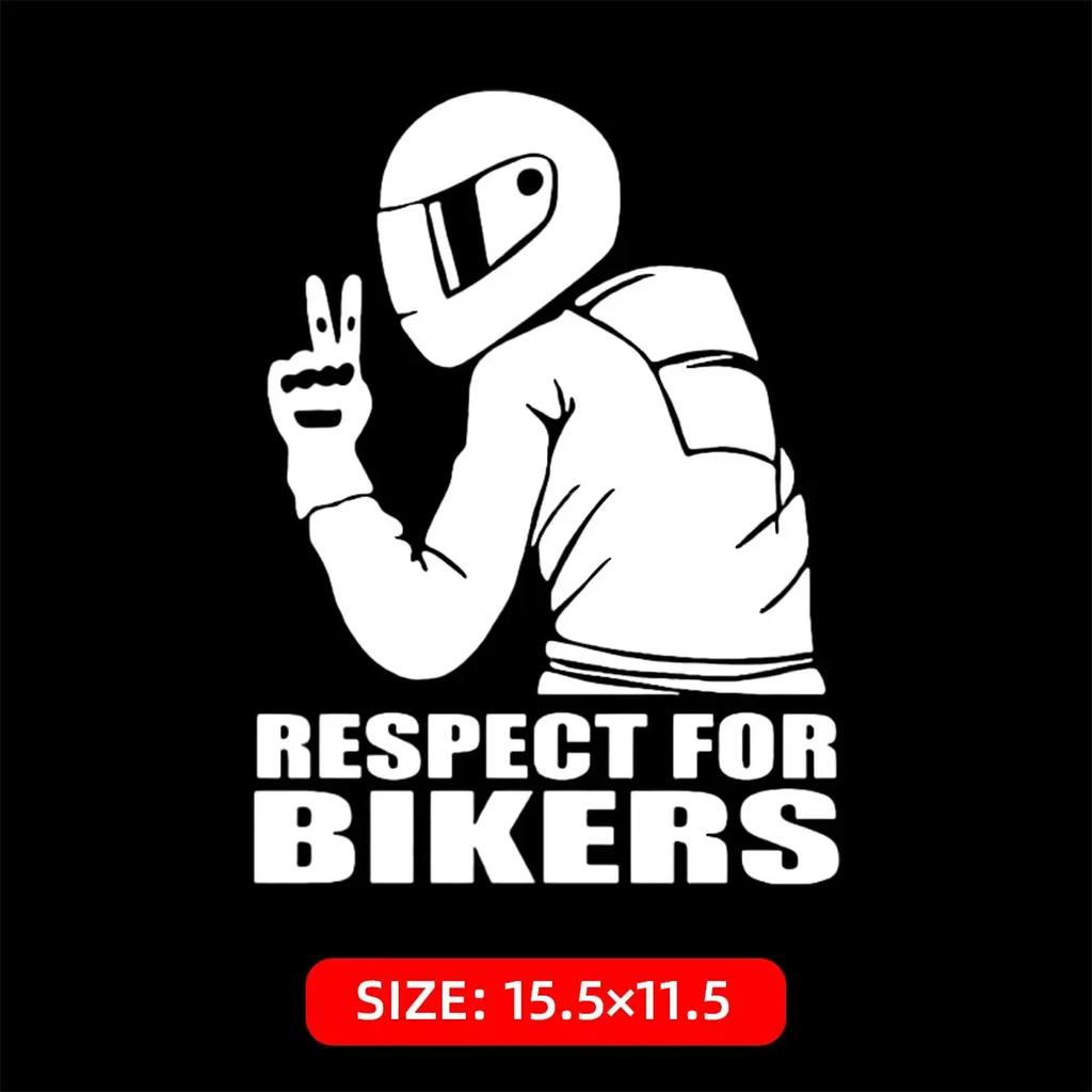 3pcs Motorcycle Stickers RESPECT FOR BIKERS Car Motorcycle Rider Shape Auto Body Styling Car Decoration Stickers For Windshield