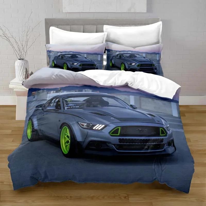 Luxury New 3D Print Cars Vehicles Bedding Set Boys Bedroom Decor Quilt Cover Pillowcase Cars Racing Print Bed Linen Set