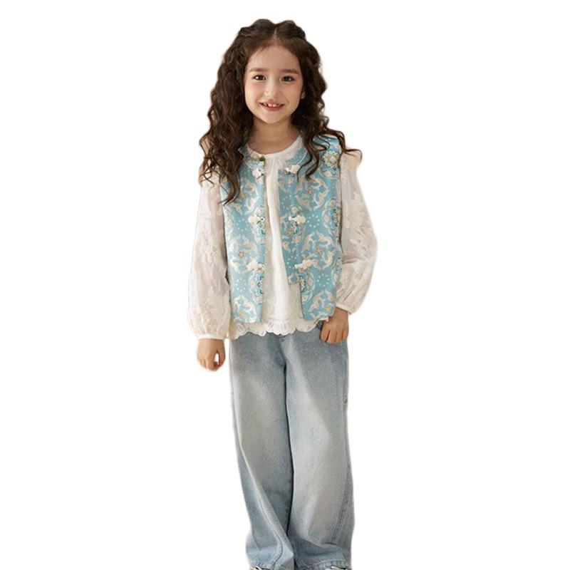 Autumn Chinese-Style Family Outfit: Parent-Child Tang Suit Two-Piece Set for Mother and Daughter.