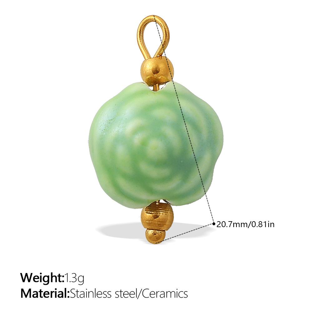 European and American sweet and cool style DIY dopamine ceramic pendant stainless steel plated 18K gold creative jewelry collection