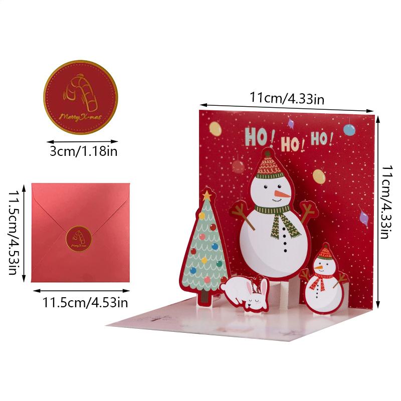 One Set 3D Creative Christmas Christmas Eve Business Gift Three-Dimensional Greeting Card  Message Card Holiday Greeting Card