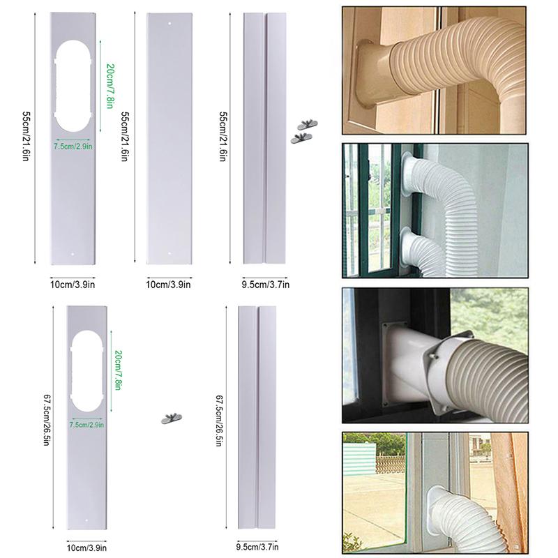 Kit di sfiato per finestra per condizionatore portatile, piastre di tenuta per finestra regolabili, estensione sfiato per finestre scorrevoli, per condizionatore mobile, uso in casa e ufficio