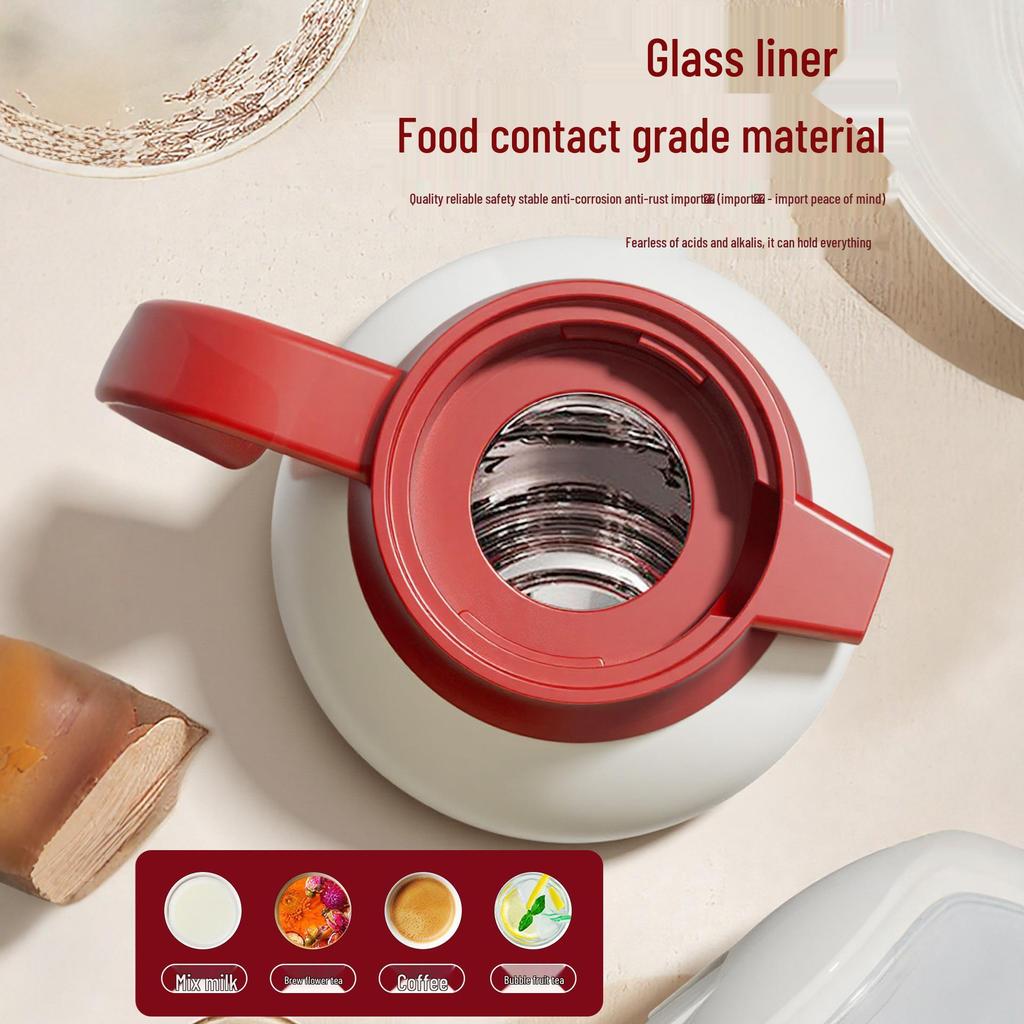 Large Insulated Red Wedding Dowry Thermos - Double Glass Liner for Hot Water