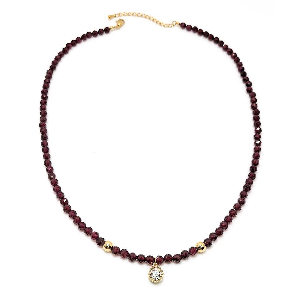 4mm garnet rough stone necklace