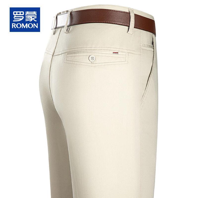 ROMON Men s Silk Blend Straight-Leg Casual Trousers 32