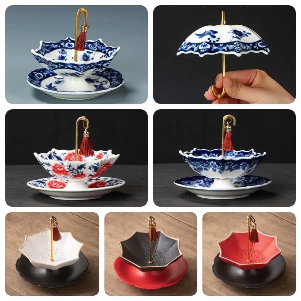 Ceramic Umbrella Tea Strainer Chinese Style Blue and White Porcelain Tea Filter Tea Room