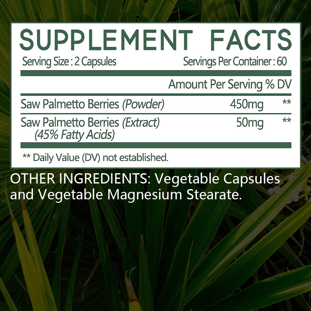 Saw Palmetto Capsules: Supports Prostate and Urinary System Health 120 Capsules