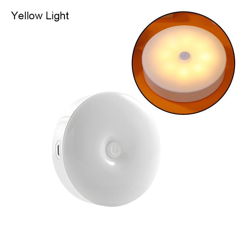Mini Led Key-Operated Night Lights Usb Rechargeable Kitchen Bedroom Magnetic Base Wall Light Round Portable Night Lamp
