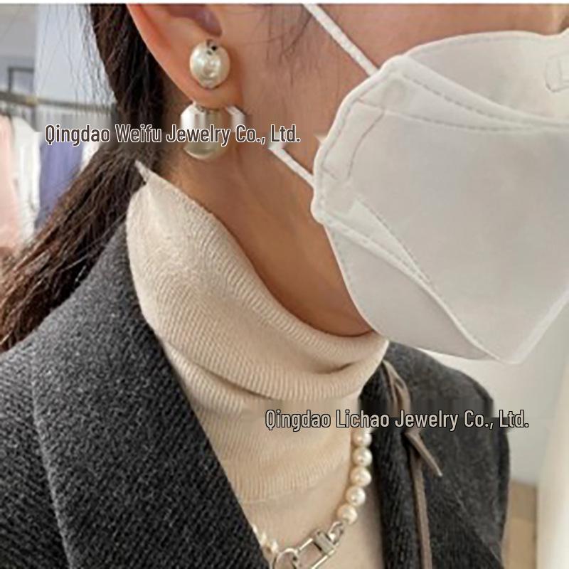 925 Silver Niche Pearl Double-Sided Earrings - Versatile, Light Luxury Front & Back Wear for Women.