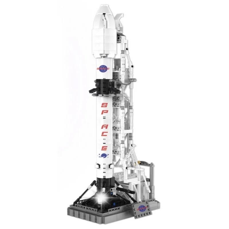 

USA Launch Space X Falcon Model Rocket Building Block Carrier Tower Bricks Toy Decorative Ornaments Novelty Kids Toys Navidad Paper Manual