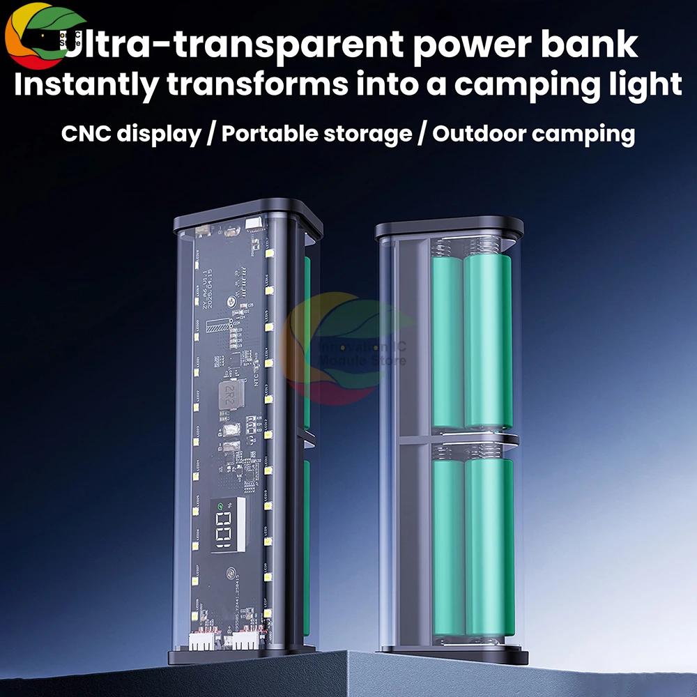 Removable 6-Cell 18650 Battery Case for Power Banks No-Solder Kit with Fast Flash Charging And Camping Light