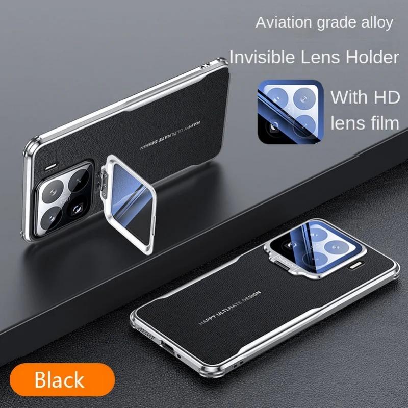 

Стеклянный объектив невидимый держатель чехол для Xiaomi 15 Pro Mi 15 Pro 15pro Четыре угла анти-падение простой кожаный чехол для телефона бампер For Xiaomi 15 чёрный