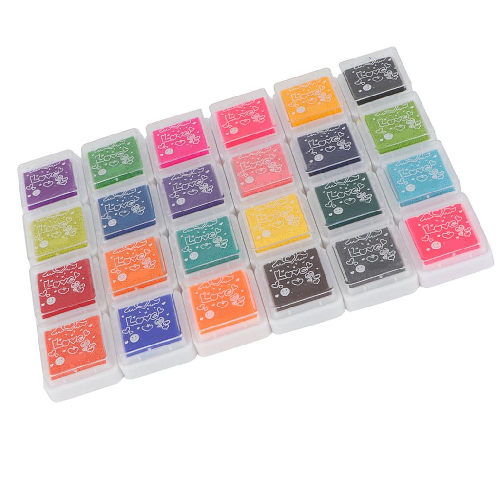 24 Colors DIY Cute Colorful Ink Pad Stamp Inkpad for Rubber Stamp Scrapbook Decoration