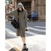 Demana Women's Korean Style Hooded Cable Knit Mid-length Dress