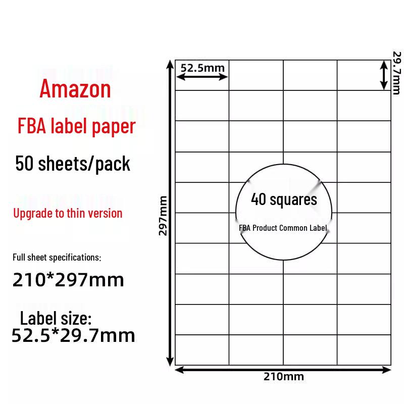 A4 Sticker Printing Paper with Pre-Cut Adhesive Labels, 100 Sheets/Pack