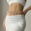 Single-piece beach seashell waist chain, faux pearl, starfish, and conch jewelry, a stylish accessory for beach vacations and pa