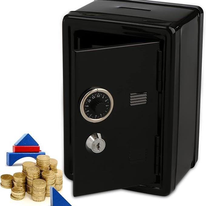 Compact Creative Piggy Bank with Lockable Coin Compartment and Key Storage