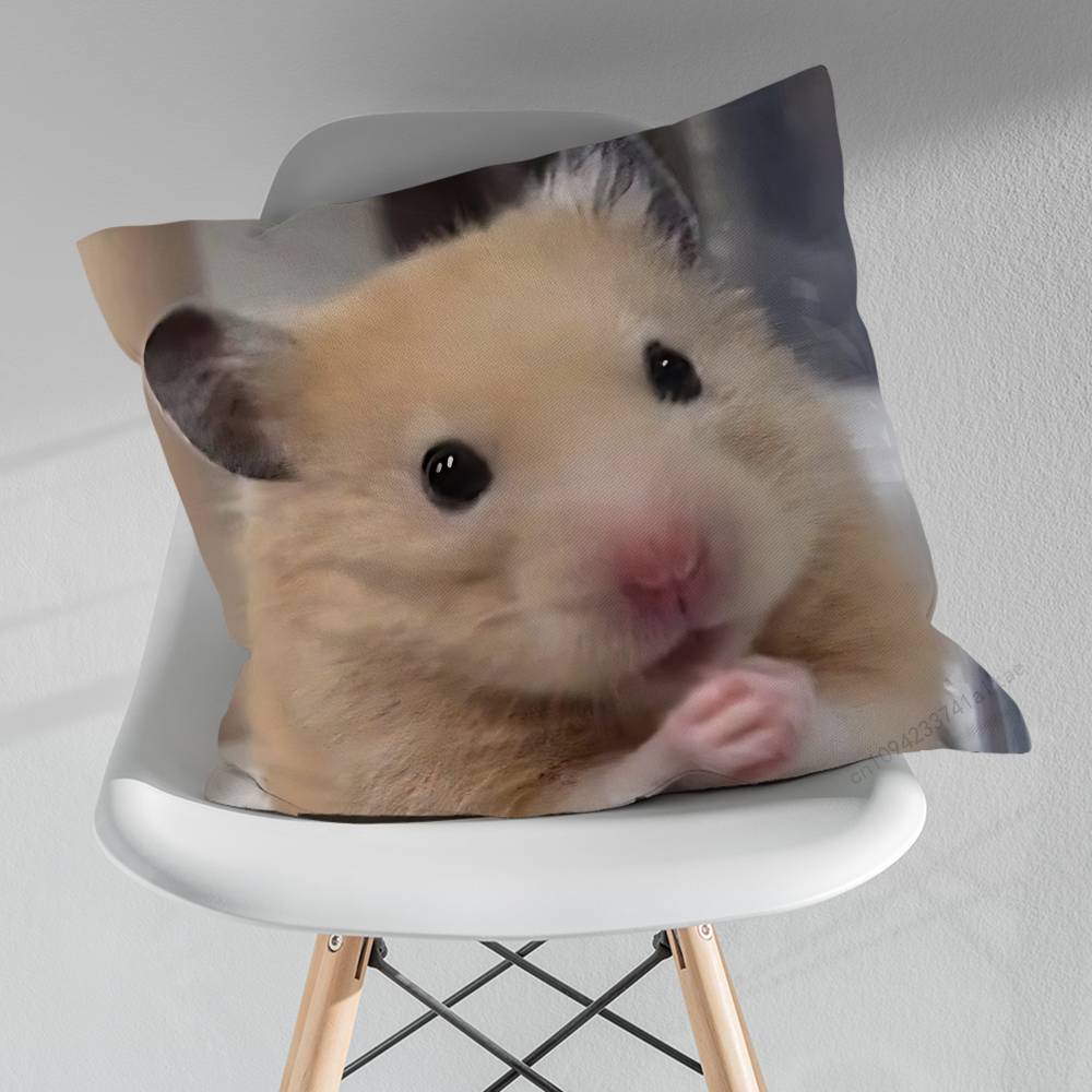 Hamster Lustig Traurig Meme Kissen über Wohnzimmer Sofa Kissenbezug Heimdekoration Schlafzimmer Zimmer Bett Kissenbezug
