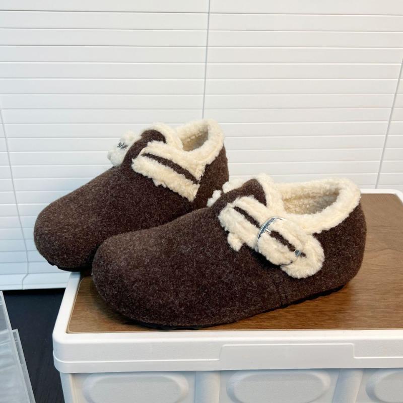 Retro velvet warm women's winter one-footed flat-soled inner height-increasing shoes, Doudou cotton shoes
