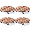 Plant Caddy with Wheels Rolling Plant Stand 220LB Heavy Duty Wooden Round Pot Trays with 360° Meta Wheels Flower Pots Dolly