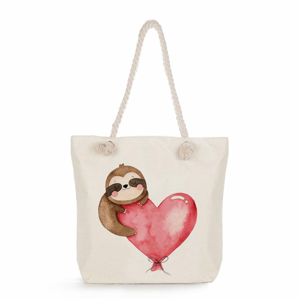 Multifunctional sloth Printed Thick Rope Shoulder Beach Bag Casual large capacity handbag 0121