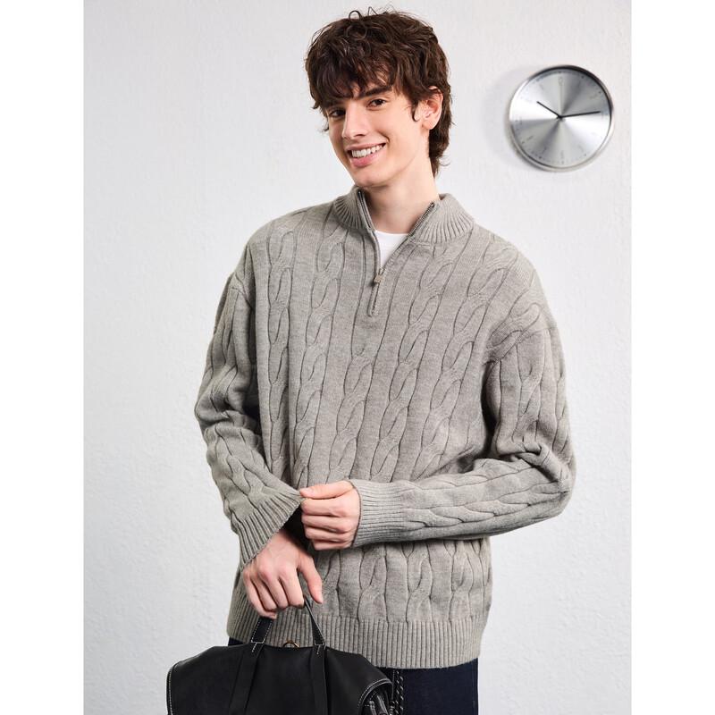 TonLion Men's Mock Neck Pullover Knit Sweater