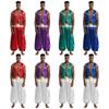 Men's Arabian Prince Costume S-4XL - Shiny Gold Trim Vest & Patchwork Pants for Halloween/Cosplay