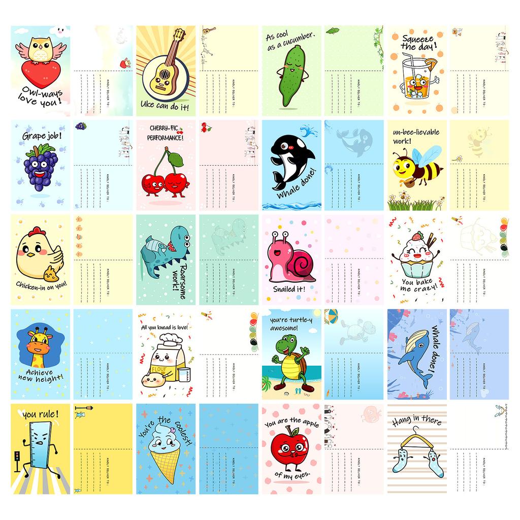 20 Cartoon Puns Series High-Value Postcards Macaron Color Gentle Decorative Card Gifts