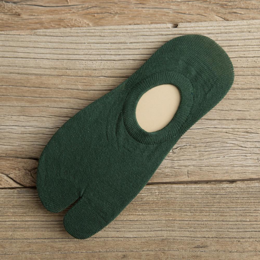

Soft Flip Flops Men Women Cotton Japanese Style Short Tube Two Finger Socks Hosiery Split Toe Socks зелений