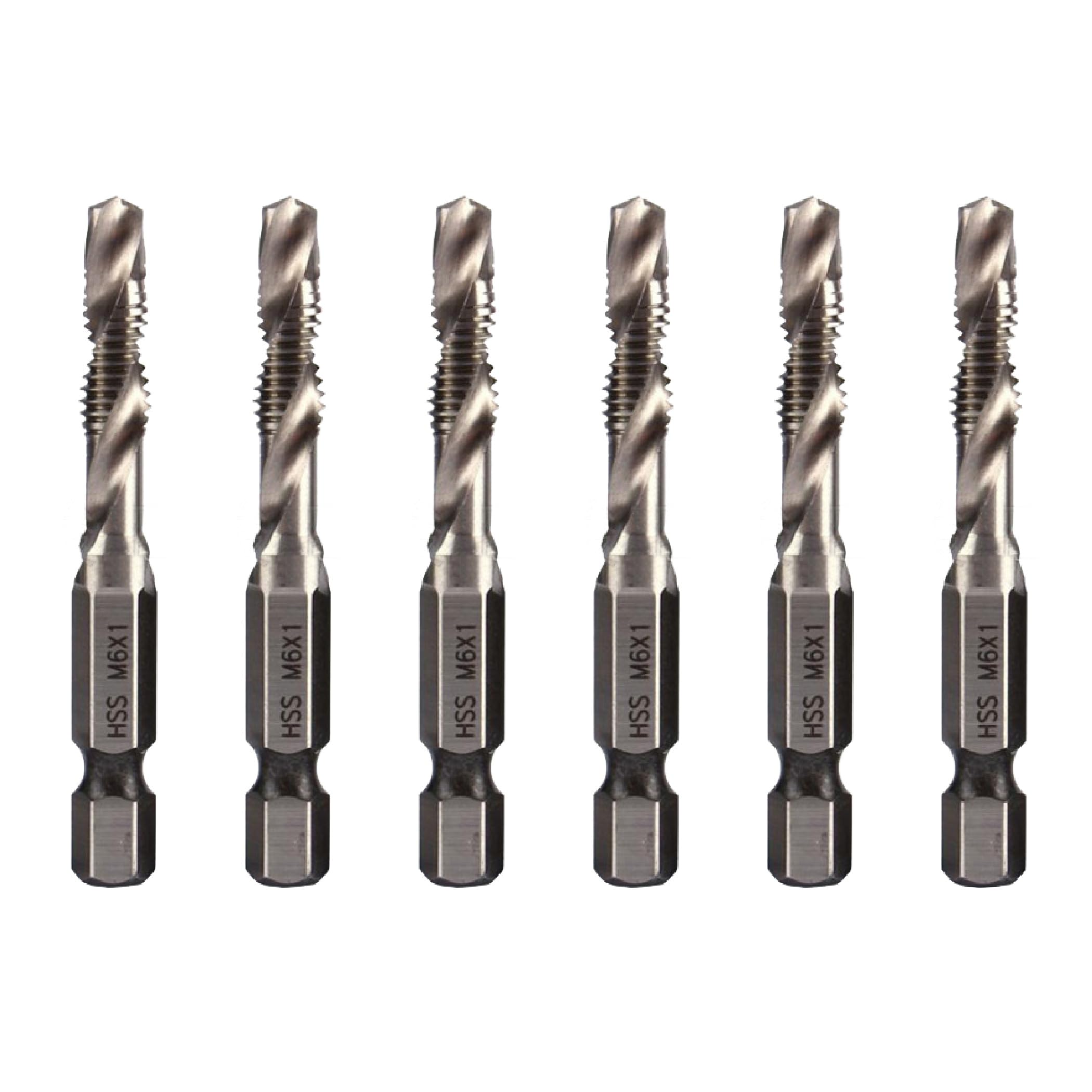

Felimoa HSS Tap Drill, M6, Hex Shank, Chamfer Tap, Spiral Drill Bit, Set of 6