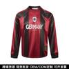 Mens Retro Football Style Long Sleeve T-Shirt Striped Letter Print Embroidered Badge Casual Sportswear