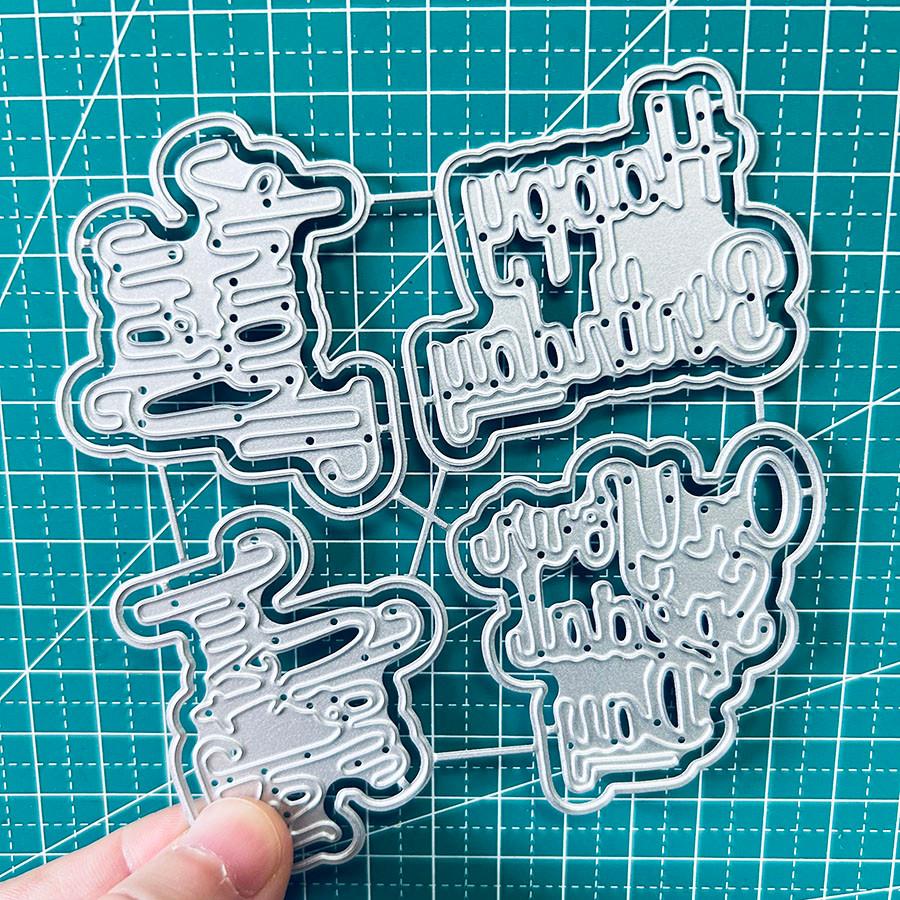 """Nur für dich, Alles Gute zum Geburtstag, Danke, An deinem besonderen Tag" 4er-Set/Los Wörter Stanzformen Für Scrapbooking Prägeschablone Fotoalbum Dekorativ"