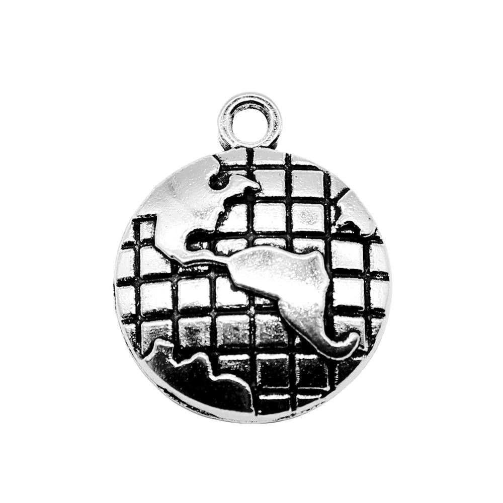 

10шт Глобус Шармы Шармы Античное серебро Цвет Цинковый сплав 24X20mm