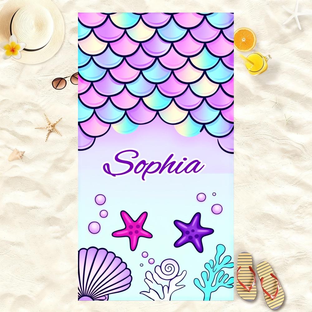 Ocean Floral Letter Print Beach Towel Microfiber Sand Proof Quick Dry Super Absorbent For Swimming Pool Seaside Vacation