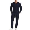 Men  Trend  Fashion  Leisure  Round Neck  Button  Upper Garment  Trousers  Set