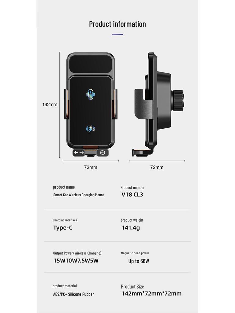 Universal Electric Clamping Wireless Car Phone Holder & Charger for Air Vent, 2026 Navigation Edition
