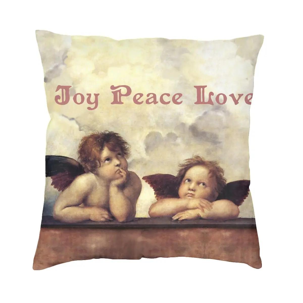 

Pillowcase Printing Fabric Cushion Cover Decor Joy Peace Love Throw Pillow Case Cover Seat 66x66cm белый