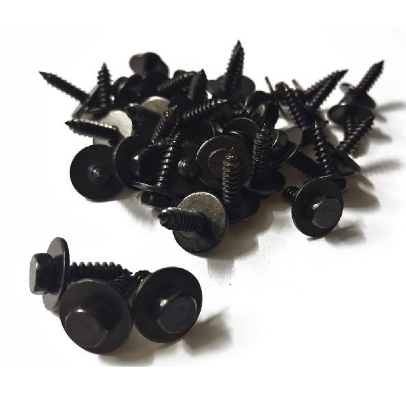 100x Black Metal Car Body Fender Bumper Retainer Clips Screw Hex Head Washer 8mm