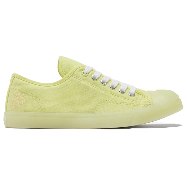 Converse Jack Purcell LP Open Smile Floral Canvas Slip Resistant Durable Low Top Skate Shoes Women Sneakers Yellow White 570582C