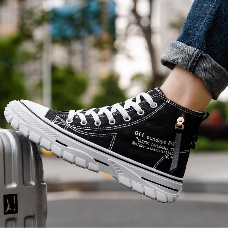 2025Herbst Neue Koreanische Stil High Top Sneaker Bequeme Lässige Canvas Schuhe Studenten Plattform Atmungsaktive Sport Vulkanisierte Schuhe
