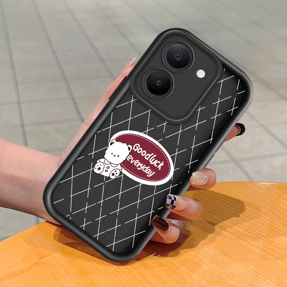 Soft Silicone Square Ladder Printing Pattern Phone Casing Full Cover Camera Shockproof Protection Rubber Case for Vivo