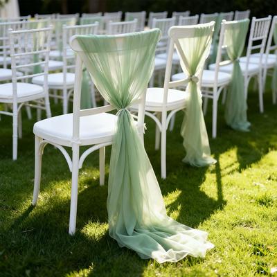 10/50PCS 75x200cm Wedding Chair Sashes Tulle Chair Bows Aisle Decorations for Party Ceremony Reception Banquet Outdoor Decor