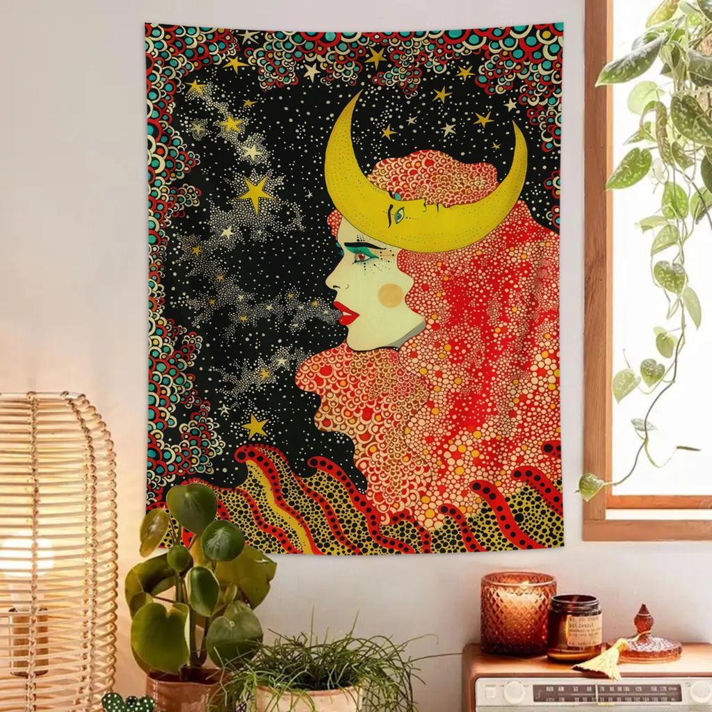 1pc Girl Floral Tapestry, Eye Tapestry, Hippie Psychedelic Retro Fun Cool Color Poster Wall Decoration