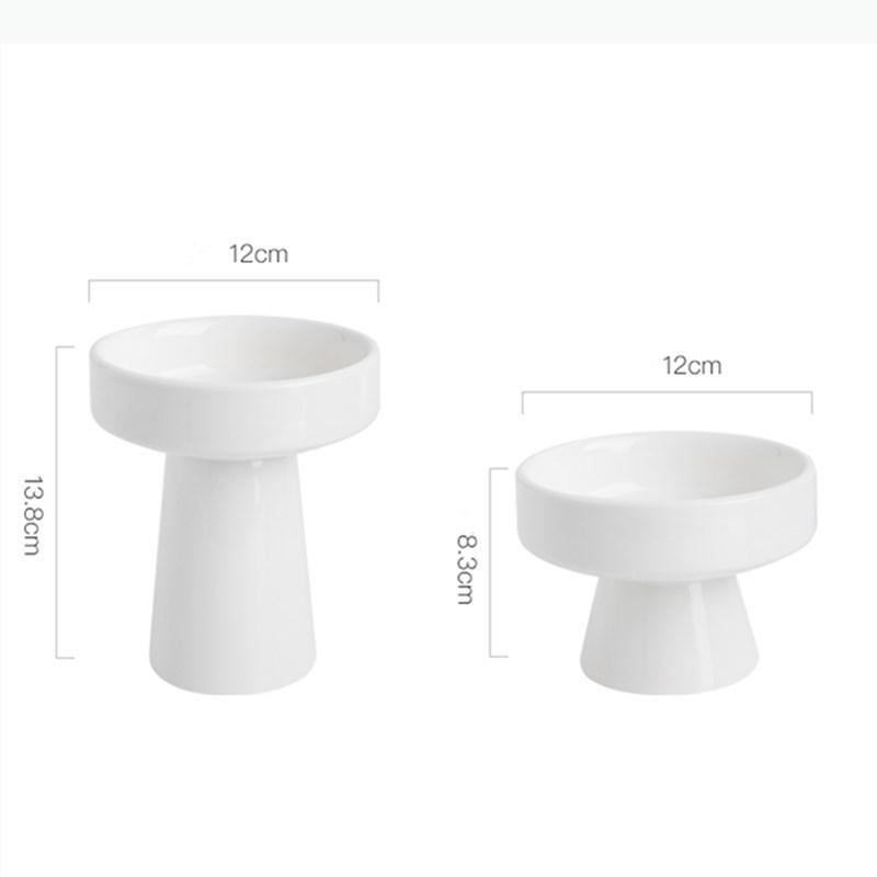 High-foot Dinner Plate Ceramic Fruit Plate Desktop Decoration Dessert Plate Home Kitchen White Porcelain Tableware