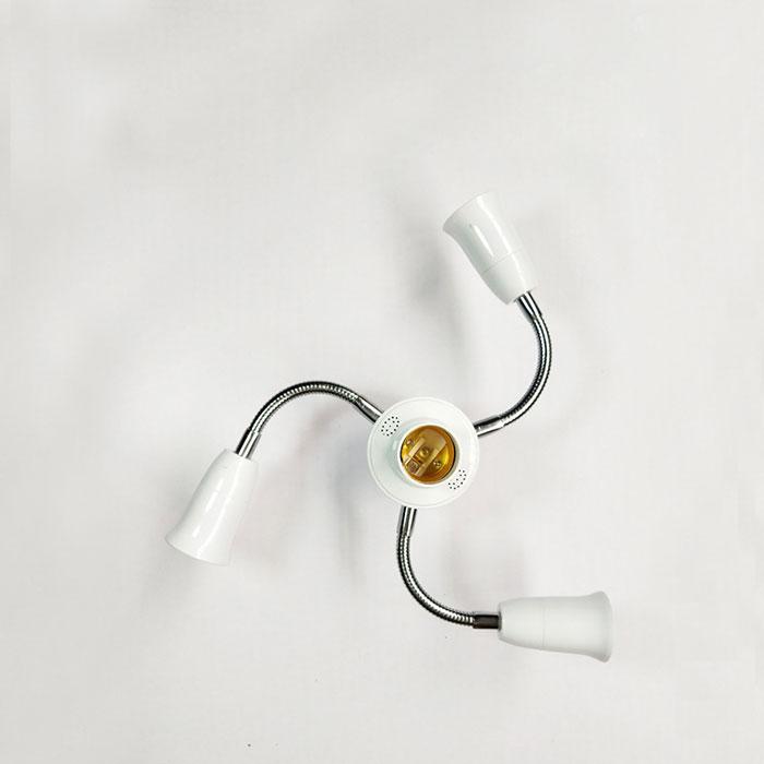 Adjustable White E27 Base Light Socket Splitter Gooseneck LED Bulbs Holder Converter with Extension Hose 3 4 5 Way Adapter
