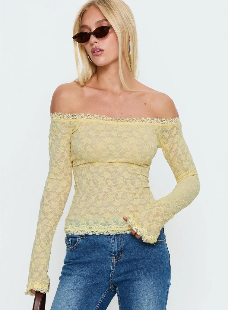 Top a maniche lunghe in pizzo popolare europeo e americano, aderente e leggermente trasparente, corto, sexy stile Spice Girl, monospalla, versatile, da indossare sotto