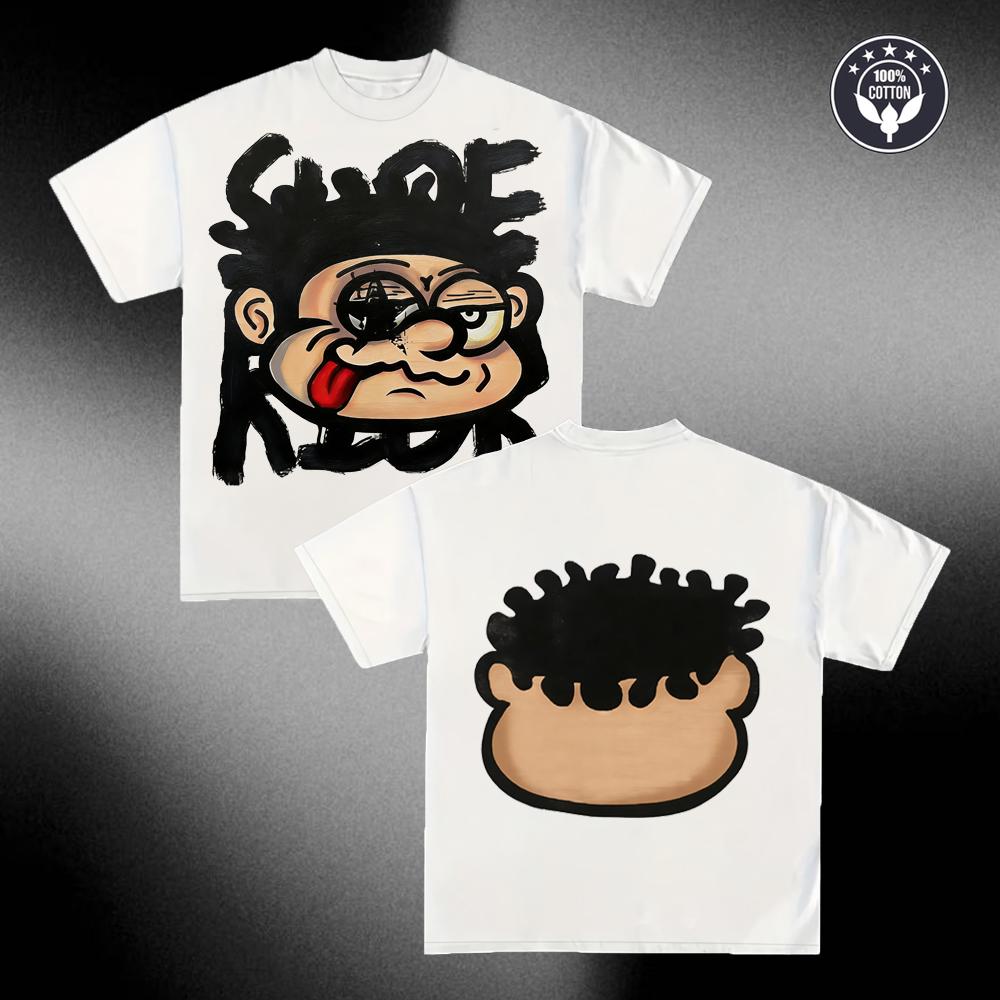 

Vintage Big Face Graphic Print Cotton TShirt Men Women Unisex Y2K Oversize Loose Casual Summer Short Sleeve Streetwear Daily Top S