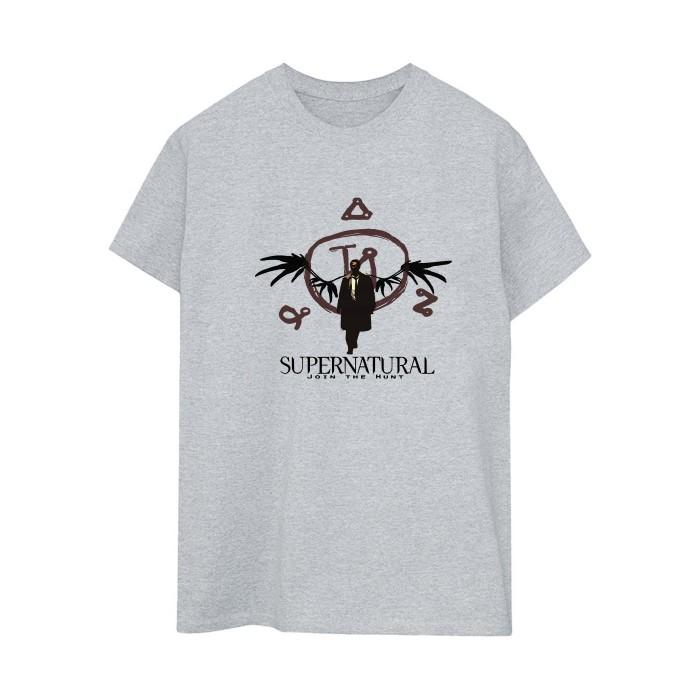 Supernatural Womens/Ladies Wings Cotton Logo Boyfriend T-Shirt